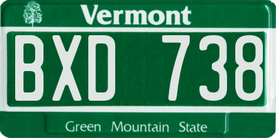 VT license plate BXD738