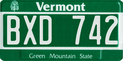 VT license plate BXD742