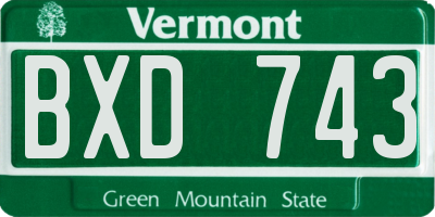VT license plate BXD743
