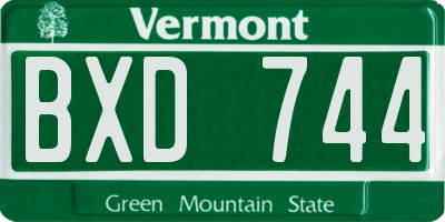VT license plate BXD744