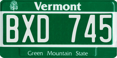 VT license plate BXD745