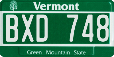 VT license plate BXD748