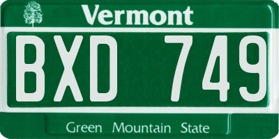 VT license plate BXD749