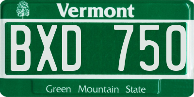 VT license plate BXD750