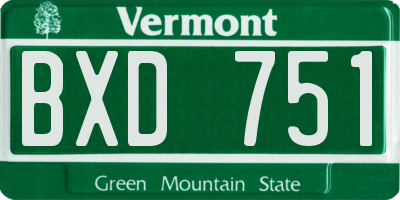 VT license plate BXD751