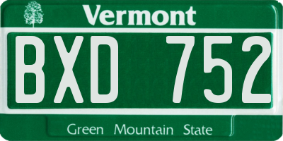 VT license plate BXD752