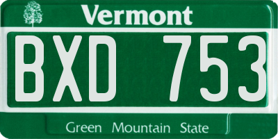 VT license plate BXD753