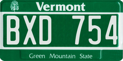 VT license plate BXD754