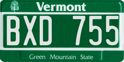 VT license plate BXD755