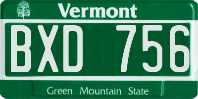 VT license plate BXD756