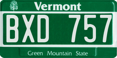 VT license plate BXD757