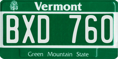 VT license plate BXD760