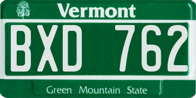 VT license plate BXD762