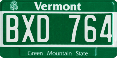 VT license plate BXD764