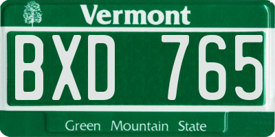 VT license plate BXD765