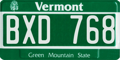 VT license plate BXD768