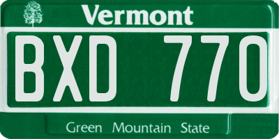 VT license plate BXD770