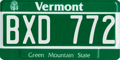 VT license plate BXD772