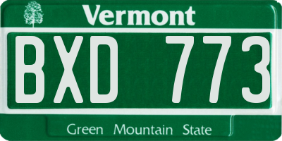 VT license plate BXD773