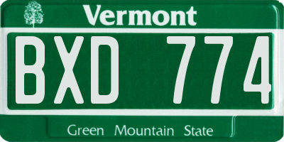 VT license plate BXD774