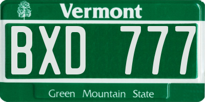 VT license plate BXD777