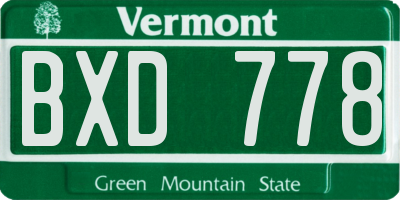 VT license plate BXD778