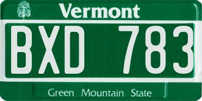 VT license plate BXD783