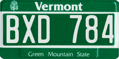 VT license plate BXD784