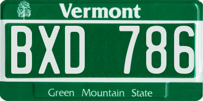 VT license plate BXD786