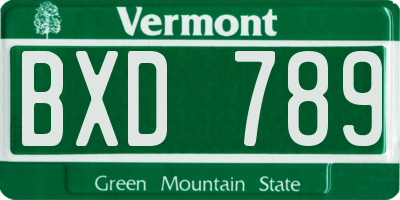 VT license plate BXD789