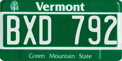VT license plate BXD792