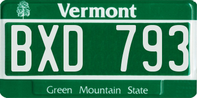 VT license plate BXD793