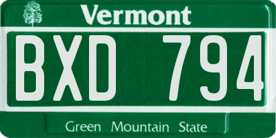 VT license plate BXD794