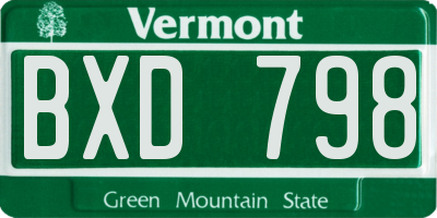 VT license plate BXD798