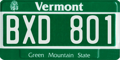 VT license plate BXD801