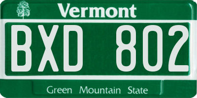 VT license plate BXD802