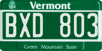 VT license plate BXD803