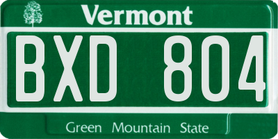 VT license plate BXD804