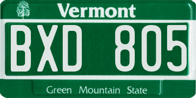 VT license plate BXD805