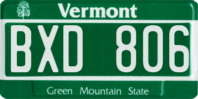 VT license plate BXD806