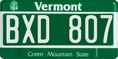 VT license plate BXD807