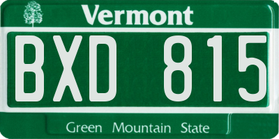 VT license plate BXD815