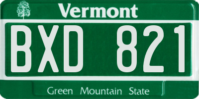 VT license plate BXD821