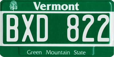 VT license plate BXD822