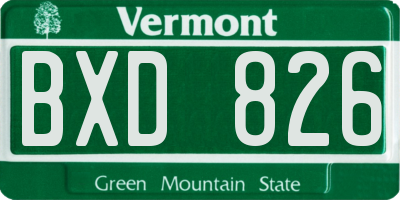 VT license plate BXD826
