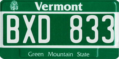 VT license plate BXD833
