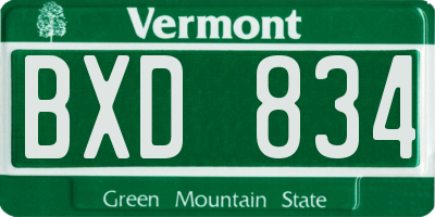 VT license plate BXD834