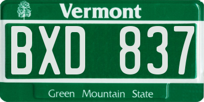 VT license plate BXD837
