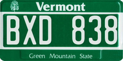 VT license plate BXD838