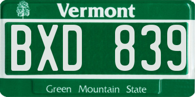 VT license plate BXD839